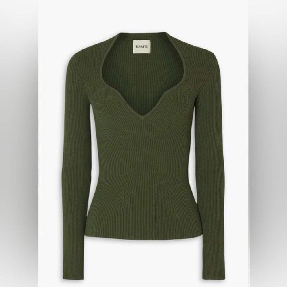 KHAITE Kirah Ribbed-knit Sweater In Forest Green